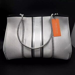 Haute Shore Neoprene Tote Bag Greyson Ice Black Grey Silver NEW
